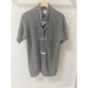 MICHAEL Michael Kors Womens Cardigan Size S Grey Waffle Knit Toggle Layering